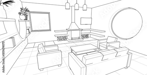 interior living room 3d illustration	
