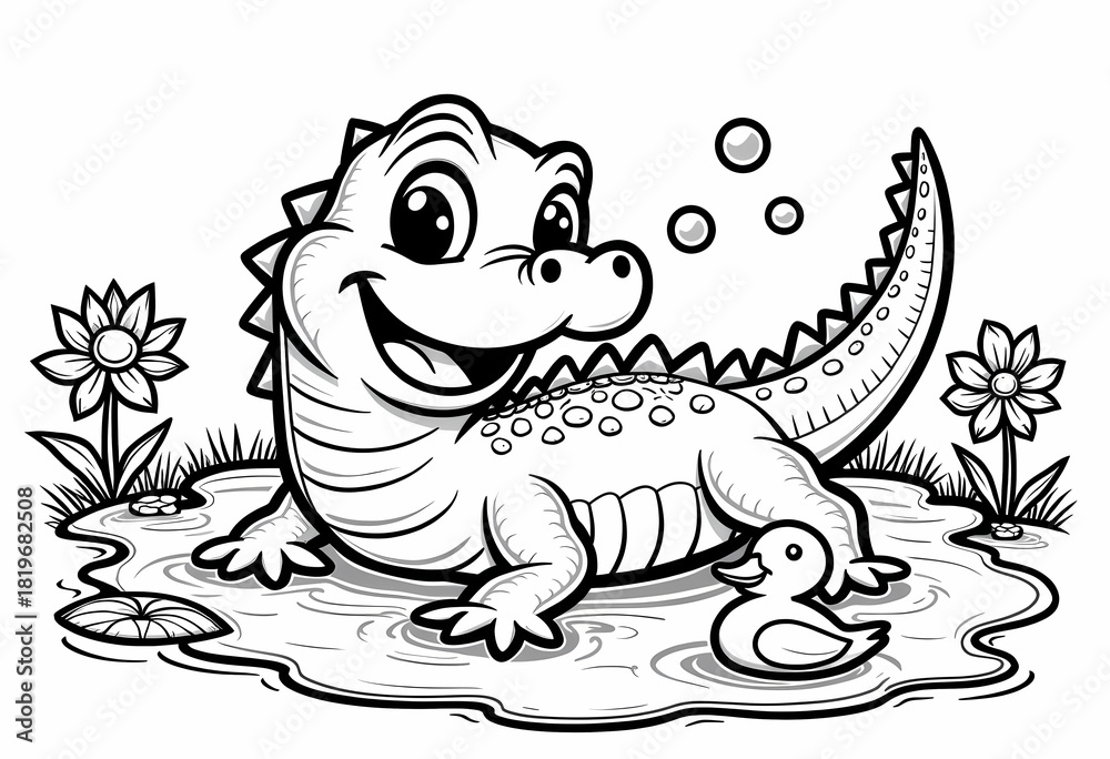 Obraz premium Cute Alligator Illustration 2