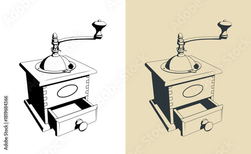 Old manual coffee grinder machine