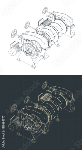 Mooring winch isometric drawings