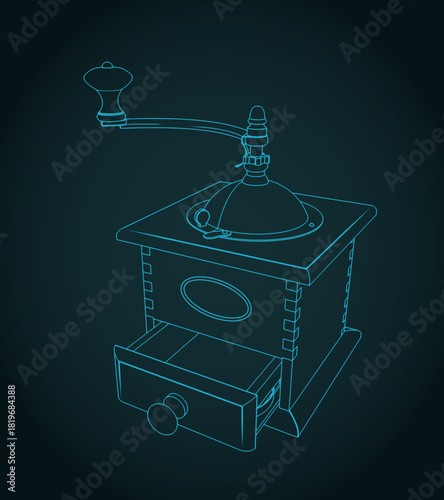 Old manual coffee grinder sketch