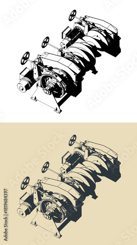 Mooring winch illustrations