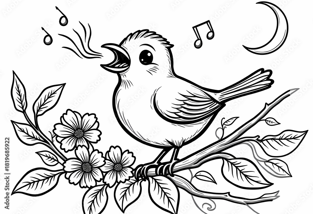 Obraz premium Cute Nightingale Illustration