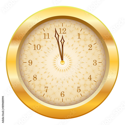 gold clock isolated on white