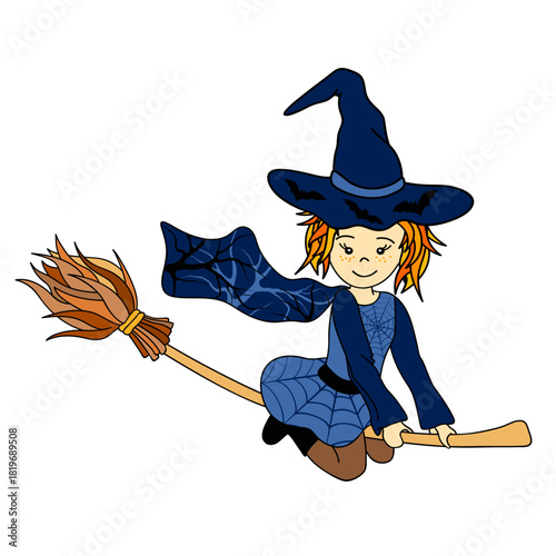 halloween witch with broom
