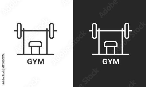 Weightlifting Bench Press Line Art Icon for Gym, Fitness Workout, and Strength Training