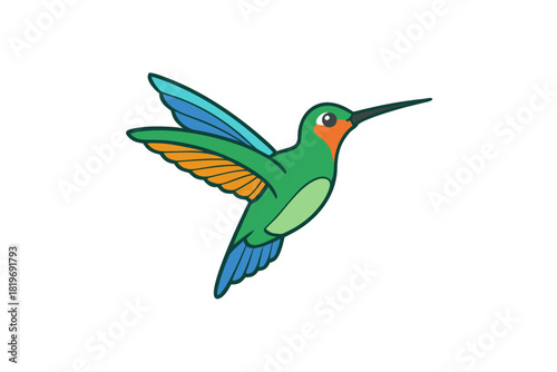 Humming bird cartoon art vector art illustration