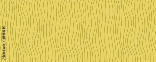 Wavy stripes pattern with hand drawn pencil like lines in muted yellow tones. Wavy groovy line background with soft textured flow. Great for fabric wrapping paper and branding
