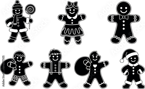 Gingerbread people holiday cookies festive characters smiling vector illustration