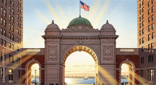 Boston Harbor Hotel watercolor