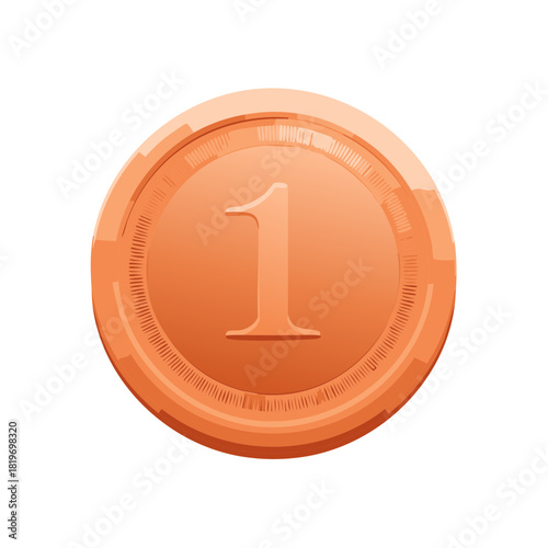 Bronze Coin with Number One
