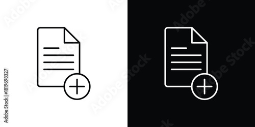 Add document icons vector symbol with editable stroke lines for web designs