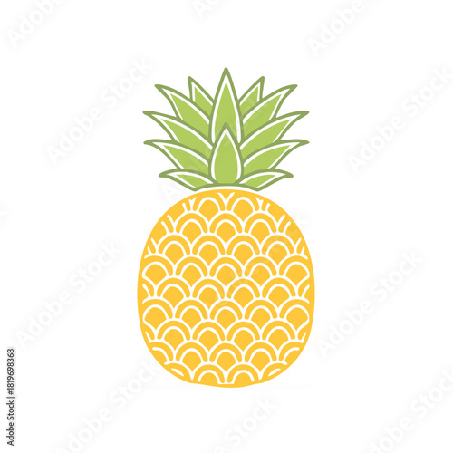 Stylized pineapple vector illustration vibrant yellow and green tropical fruit graphic