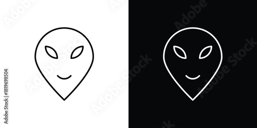 Alien icons vector symbol with editable stroke lines for web designs