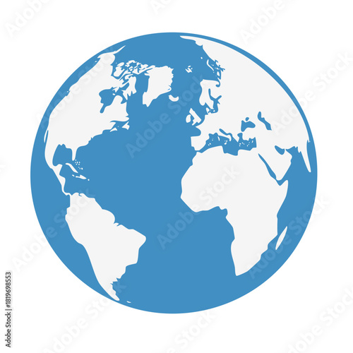 Stylized blue and white Earth globe showing continents and oceans from space