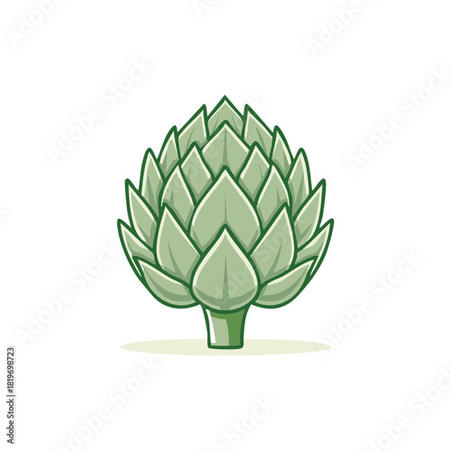 Green cartoon artichoke vegetable illustration isolated on white background