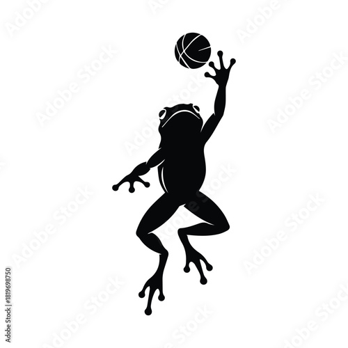 Frog mascot jumping high and dunking with a basketball, vector graphic illustration Vector, illustration