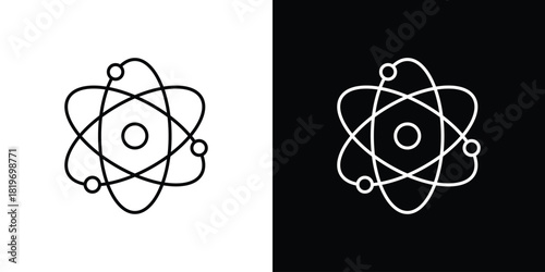 Atom icons vector symbol with editable stroke lines for web designs