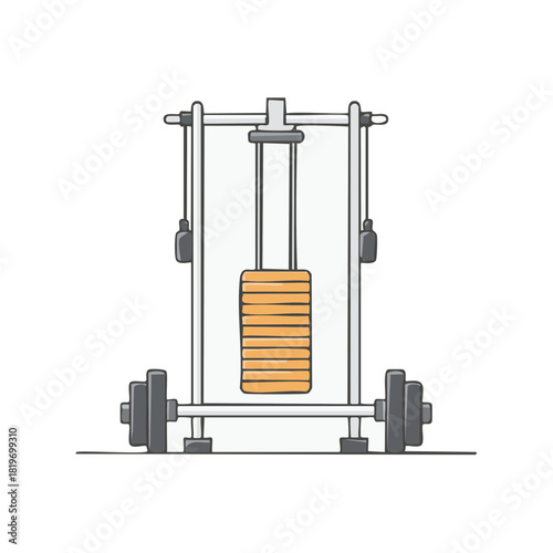 Weight Stack and Lifting Bar Equipment for Strength Training Exercises