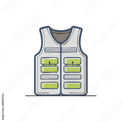 Fishing Vest with Green Pockets, Angler's Gear, Outdoor Activities, Fisherman's Apparel