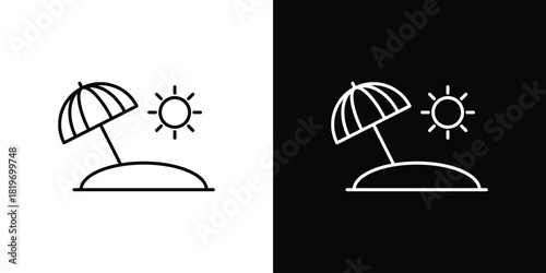 Beach icons vector symbol with editable stroke lines for web designs