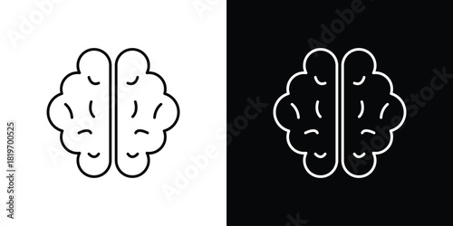 Brain icons vector symbol with editable stroke lines for web designs