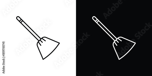 Broom icons vector symbol with editable stroke lines for web designs