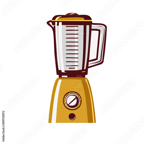 Classic yellow kitchen blender illustration with a retro design for making smoothies and shakes