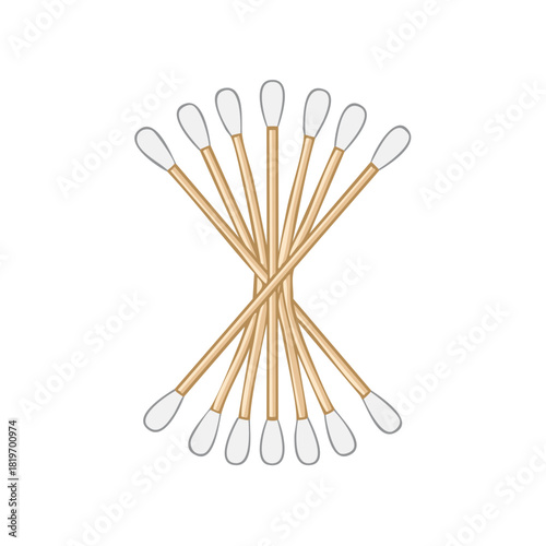 Illustration of a fan of cotton swabs, clean hygiene, medical accessory.