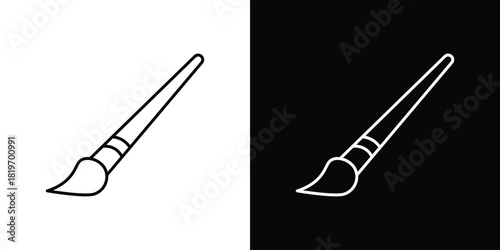 Brush icons vector symbol with editable stroke lines for web designs