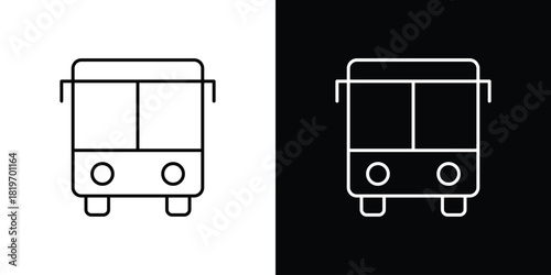 Bus icons vector symbol with editable stroke lines for web designs