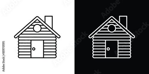 Cabin icons vector symbol with editable stroke lines for web designs