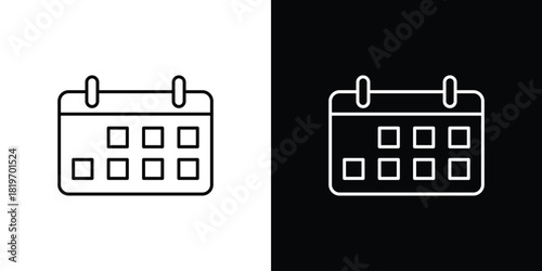 Calendar icons vector symbol with editable stroke lines for web designs