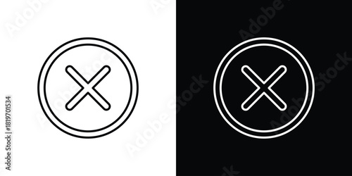 Cancel icons vector symbol with editable stroke lines for web designs