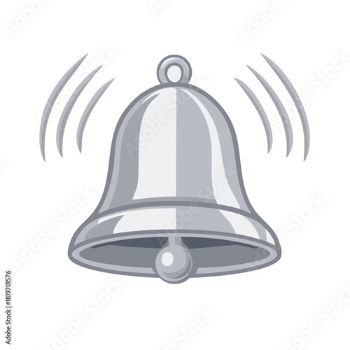 Silver Bell Ringing Vibrating Sound Waves Graphic Illustration