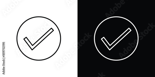 Checkmark icons vector symbol with editable stroke lines for web designs