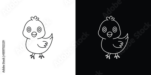 Chick icons vector symbol with editable stroke lines for web designs