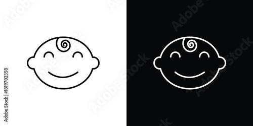 Child face icons vector symbol with editable stroke lines for web designs