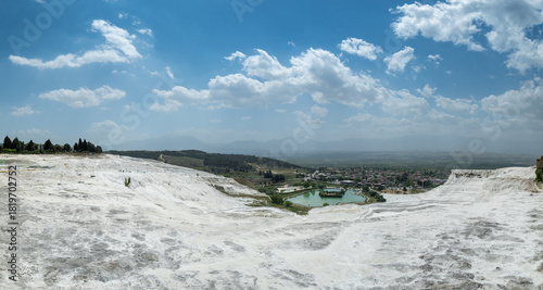 Fototapeta Naklejka Na Ścianę i Meble -  Pamukkale landscape with Natural travertine pools and terraces in Denizli, Turkey