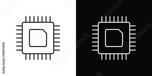 CPU icons vector symbol with editable stroke lines for web designs