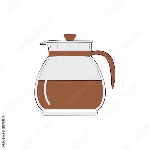 Glass coffee pot with fresh brewed coffee, a simple minimalist vector illustration.
