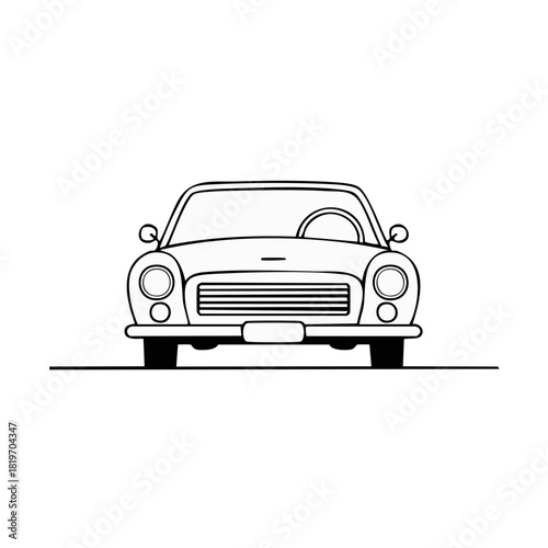 Classic Car Front View Outline
