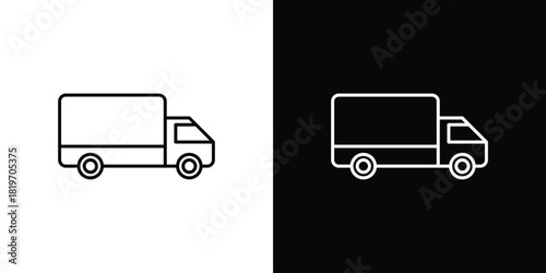 Delivery van icons vector symbol with editable stroke lines for web designs