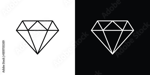 Diamond icons vector symbol with editable stroke lines for web designs