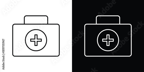 Doctor bag icons vector symbol with editable stroke lines for web designs
