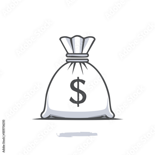 Stylized drawing of a cloth money bag with a dollar sign icon