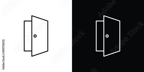 Door icons vector symbol with editable stroke lines for web designs