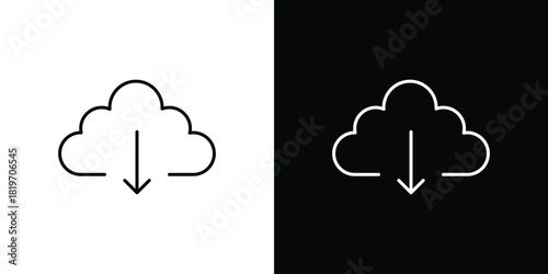 Download from Cloud icons vector symbol with editable stroke lines for web designs