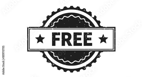 Black and white vintage rubber stamp seal with a grunge texture and the word FREE.