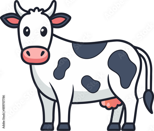   Cow full body icon, simple outline style, white background